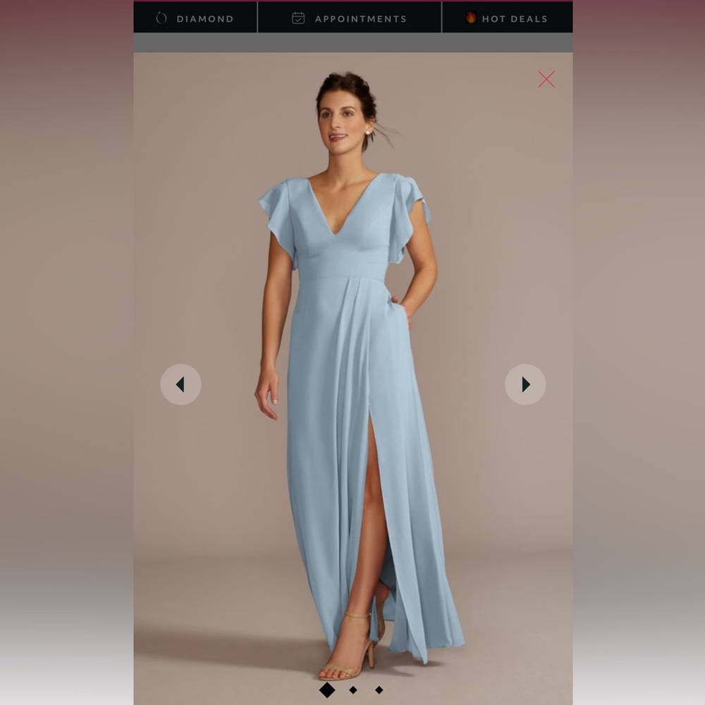 David’s bridal flutter sleeve chiffon v-neck bridesmaid dress